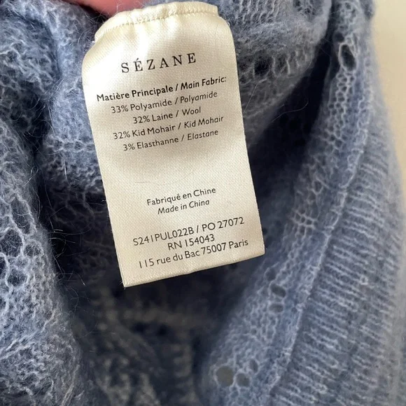 Sezane Blue Lace Knit Women's Sweater - Picture 4 of 4